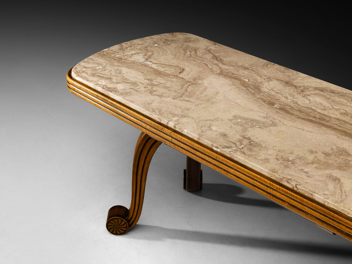 French Art Deco Console or Side Table with Stone Top Tables Morentz