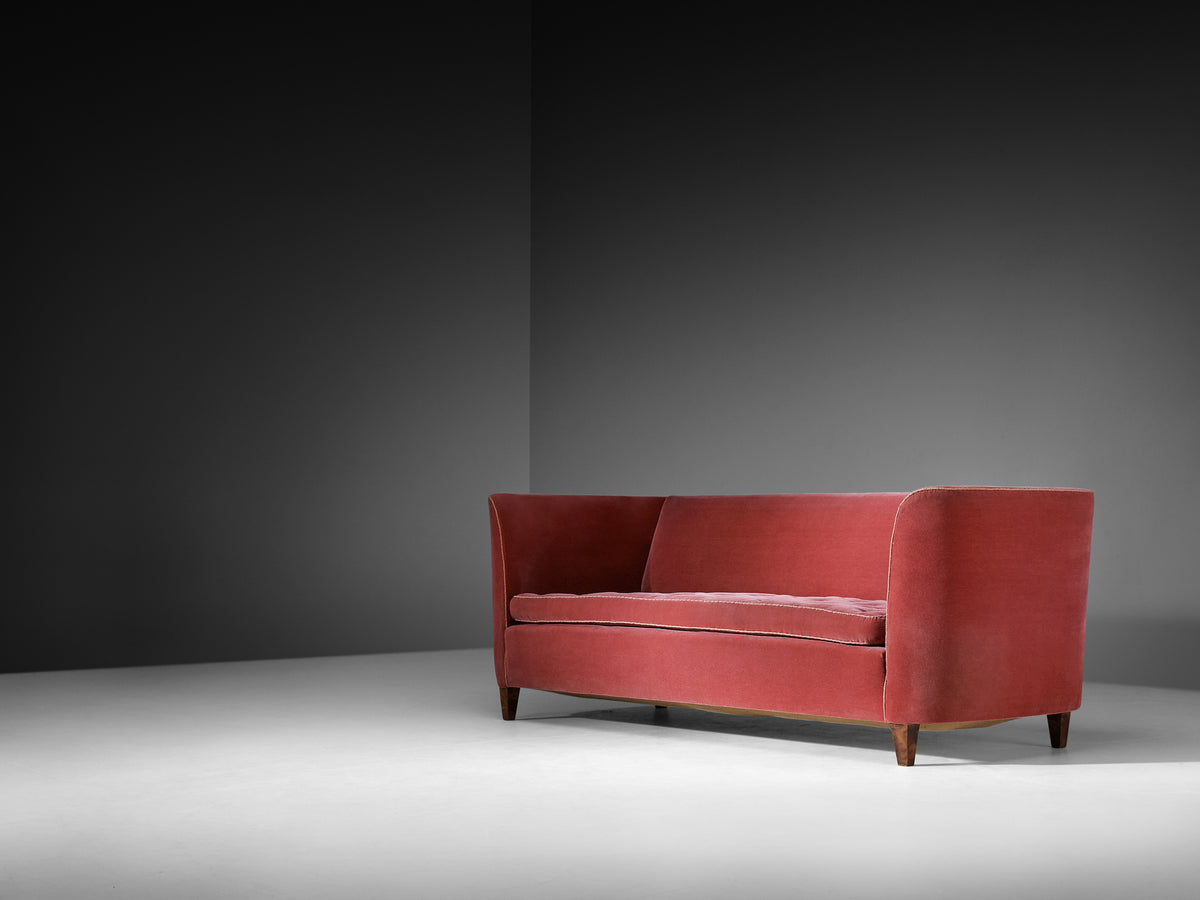 Erik Chambert Scandinavian Modern Sofa in Dusty Rose with Wooden Legs Seating Morentz