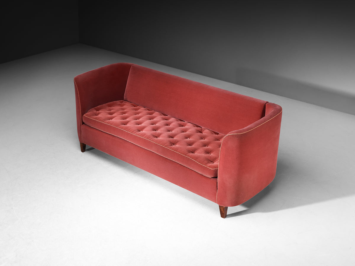 Erik Chambert Scandinavian Modern Sofa in Dusty Rose with Wooden Legs Seating Morentz