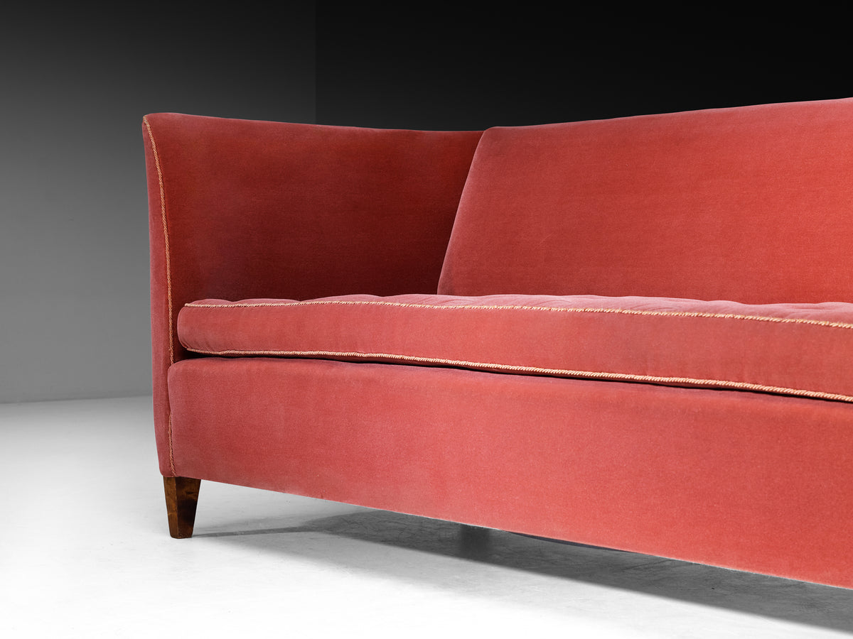 Erik Chambert Scandinavian Modern Sofa in Dusty Rose with Wooden Legs Seating Morentz