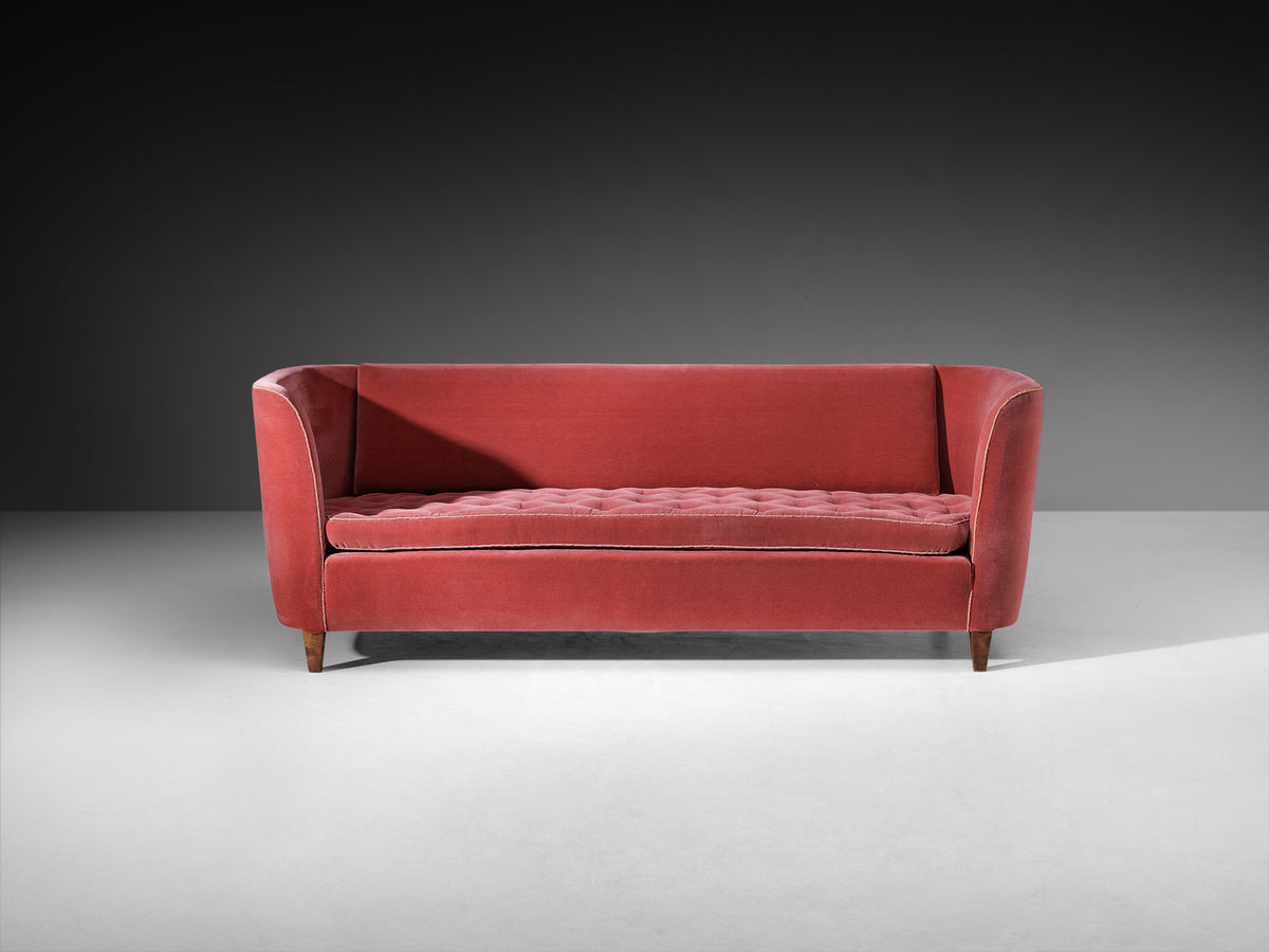 Erik Chambert Scandinavian Modern Sofa in Dusty Rose with Wooden Legs Seating Morentz