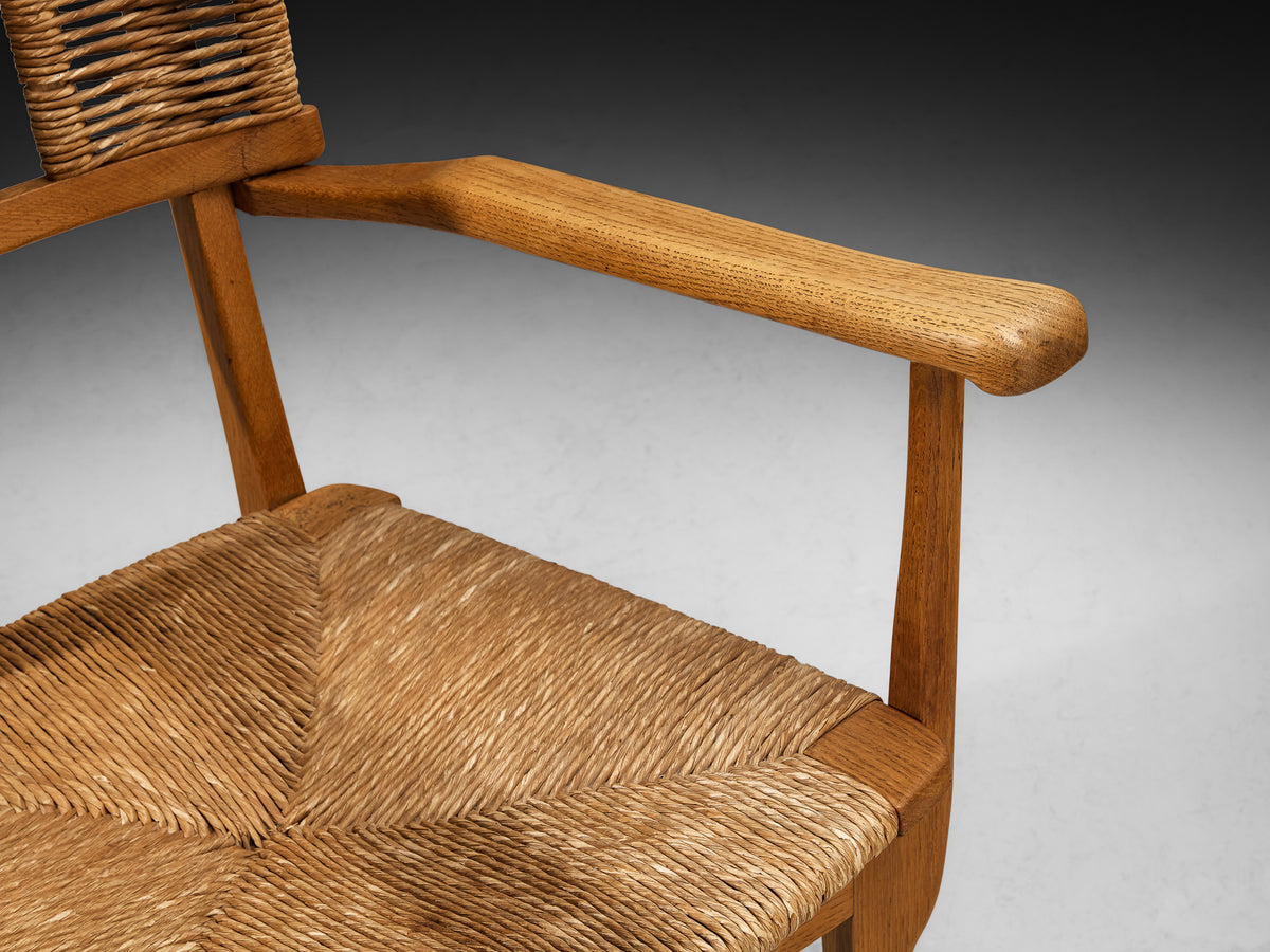 Mart Stam for Pastoe Lounge Chair in Oak and Rush Seating Morentz