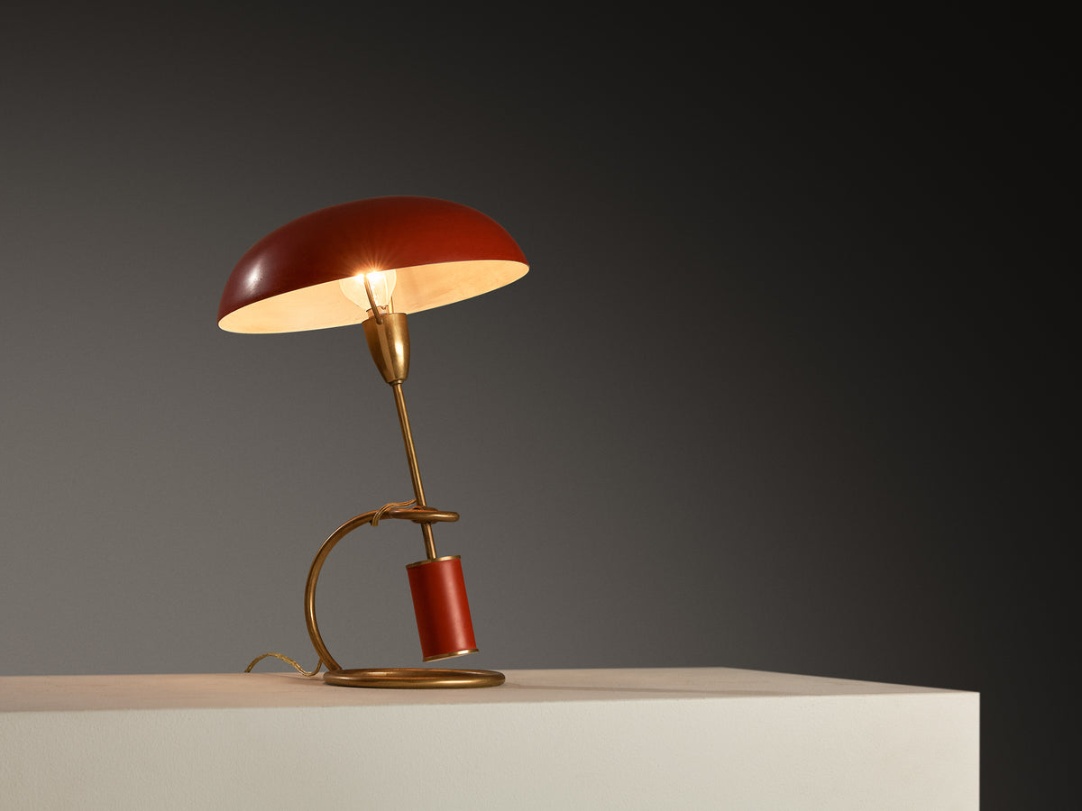 Angelo Lelii for Arredoluce Rare 'Scrittoio' Table Lamp in Brass Lighting Morentz