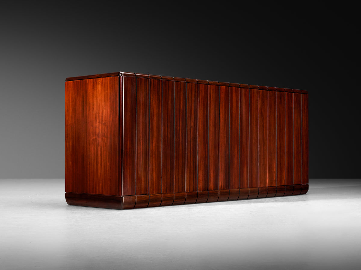 Luciano Frigerio Architectural Sideboard in Dark Padouk Wood Case pieces and storage cabinets Morentz