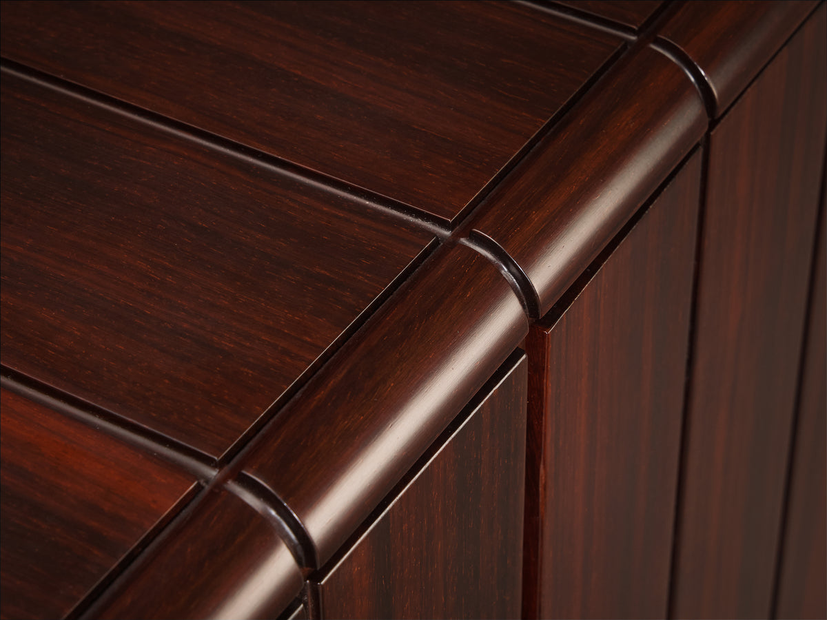 Luciano Frigerio Architectural 'Perla' Night Stands in Dark Padouk Wood Case pieces and storage cabinets Morentz