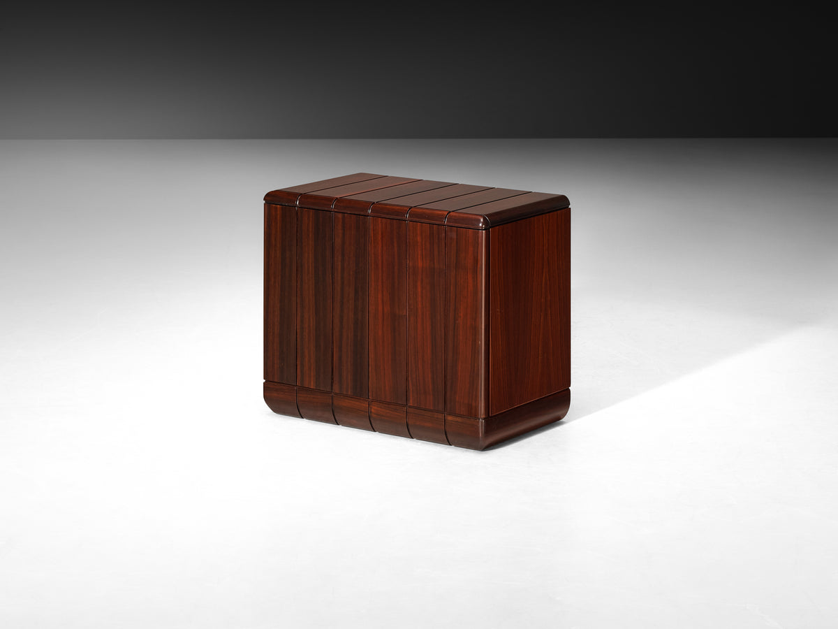 Luciano Frigerio Architectural 'Perla' Night Stands in Dark Padouk Wood Case pieces and storage cabinets Morentz
