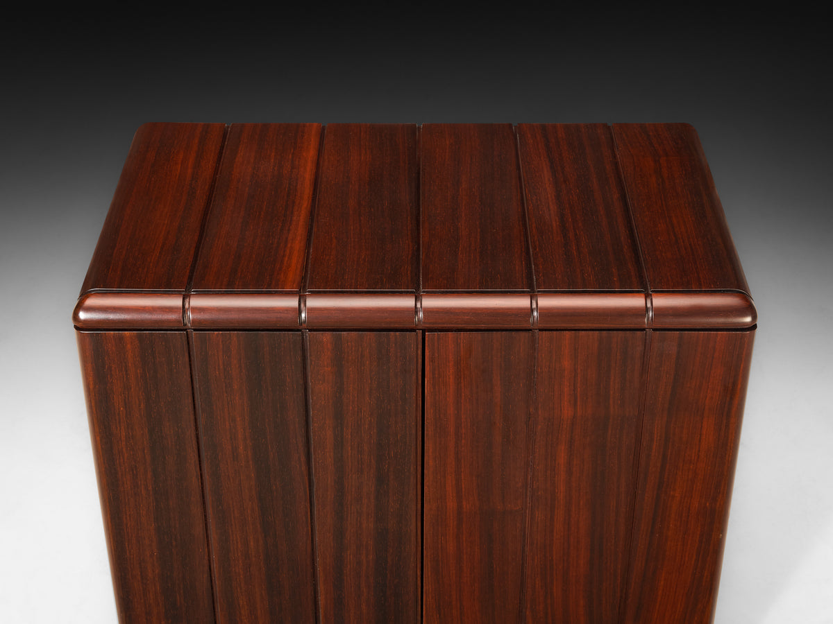 Luciano Frigerio Architectural 'Perla' Night Stands in Dark Padouk Wood Case pieces and storage cabinets Morentz