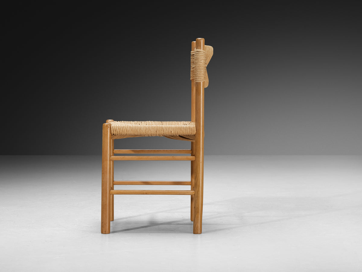 French Set of Six Dining Chairs in Ash and Straw Seating Morentz