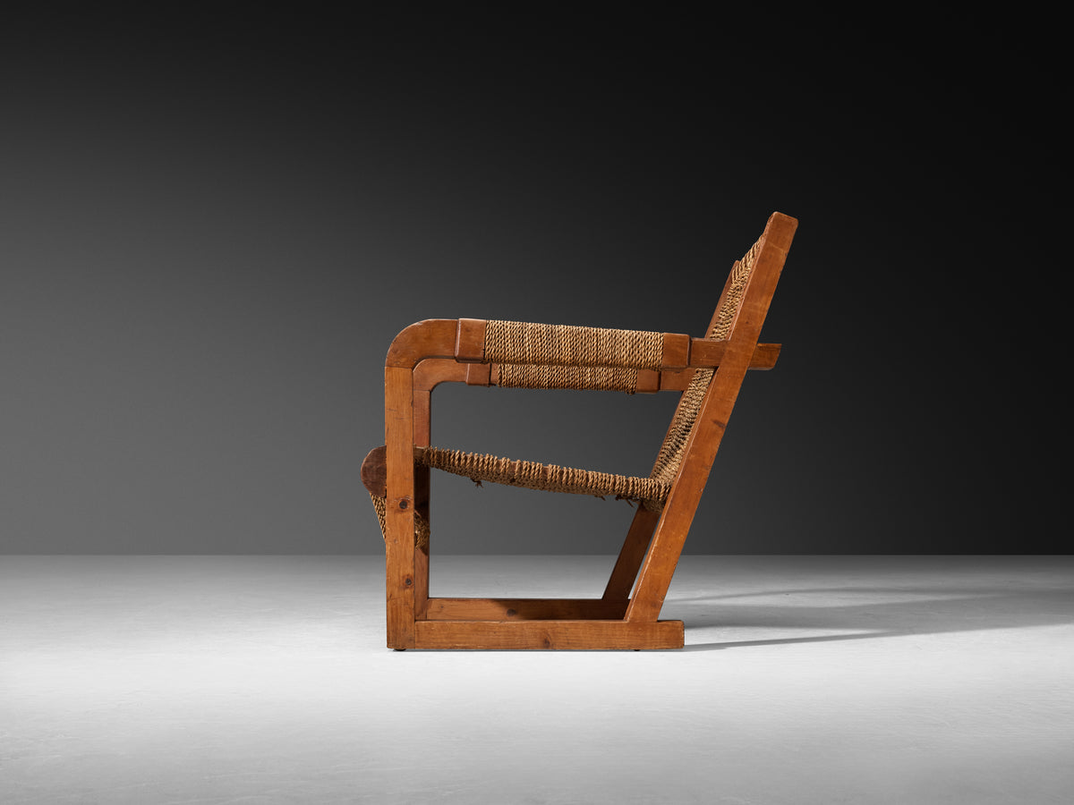 Francis Jourdain Lounge Chair with Straw Seat Seating Morentz
