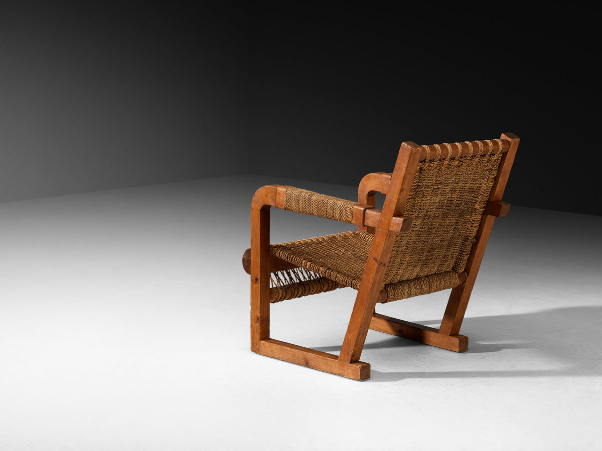 Francis Jourdain Lounge Chair with Straw Seat Seating Morentz