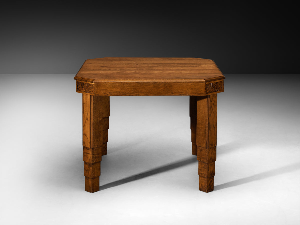 Art Deco French Dining Table with Decorated Corners and Trapezium Shapes Tables Morentz