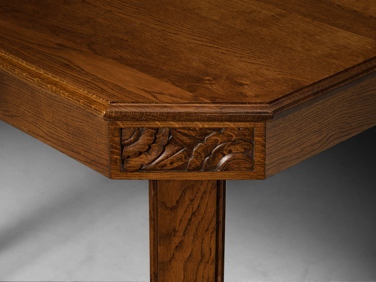 Art Deco French Dining Table with Decorated Corners and Trapezium Shapes Tables Morentz