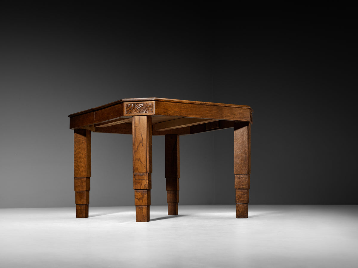 Art Deco French Dining Table with Decorated Corners and Trapezium Shapes Tables Morentz