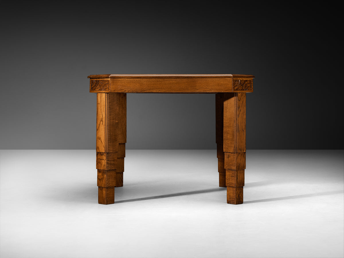 Art Deco French Dining Table with Decorated Corners and Trapezium Shapes Tables Morentz