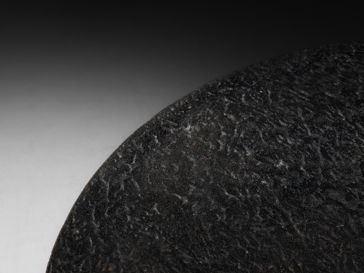 Brutalist Round Coffee Table in Black Stone Look Resin Tables Morentz