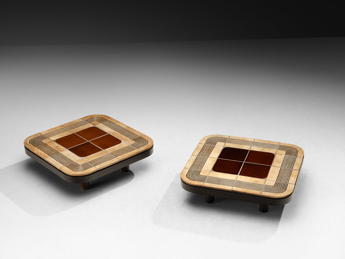 Roger Capron Pair of Coffee Tables 'Mambo' with Ceramic Tiles Tables Morentz