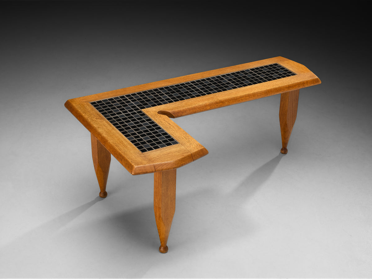 Guillerme & Chambron for Votre Maison Coffee Table L-Shape in Oak and Ceramic Tables Morentz