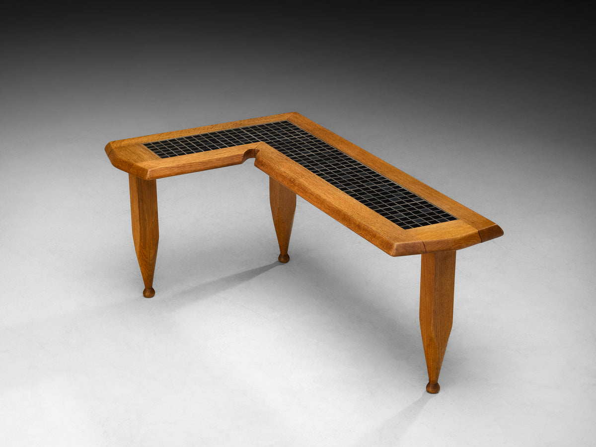 Guillerme & Chambron for Votre Maison Coffee Table L-Shape in Oak and Ceramic Tables Morentz