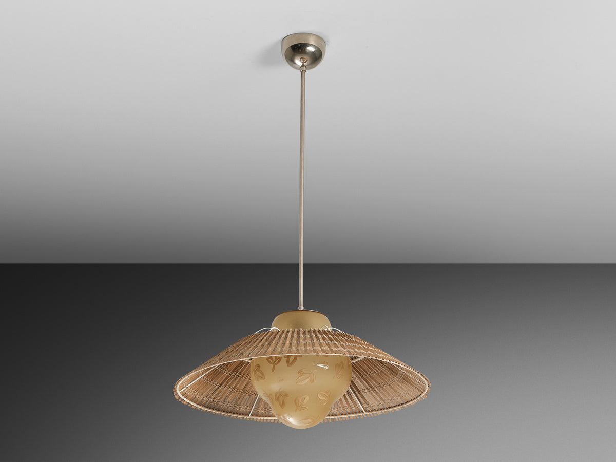 Lisa Johansson-Pape for Orno '1088' Pendant Lamp with Hand-Painted Leaves Lighting Morentz