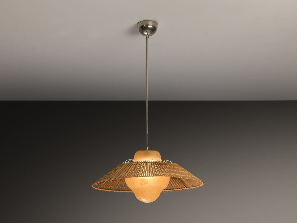 Lisa Johansson-Pape for Orno '1088' Pendant Lamp with Hand-Painted Leaves Lighting Morentz
