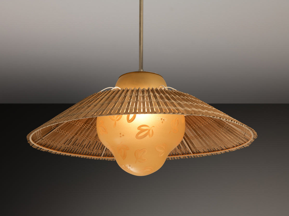 Lisa Johansson-Pape for Orno '1088' Pendant Lamp with Hand-Painted Leaves Lighting Morentz