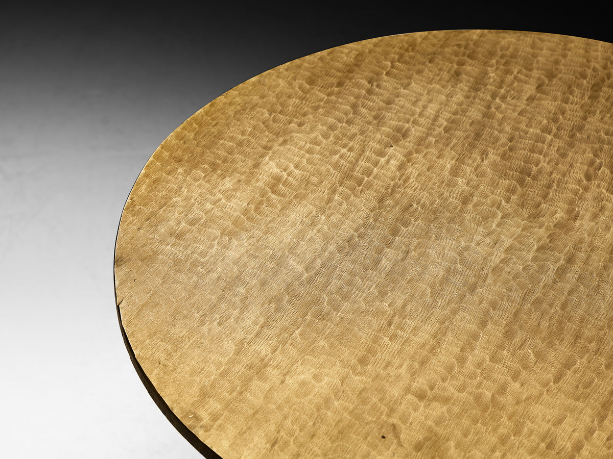 Rare Luciano Frigerio Pair of Side Tables in Hammered Brass Tables Morentz
