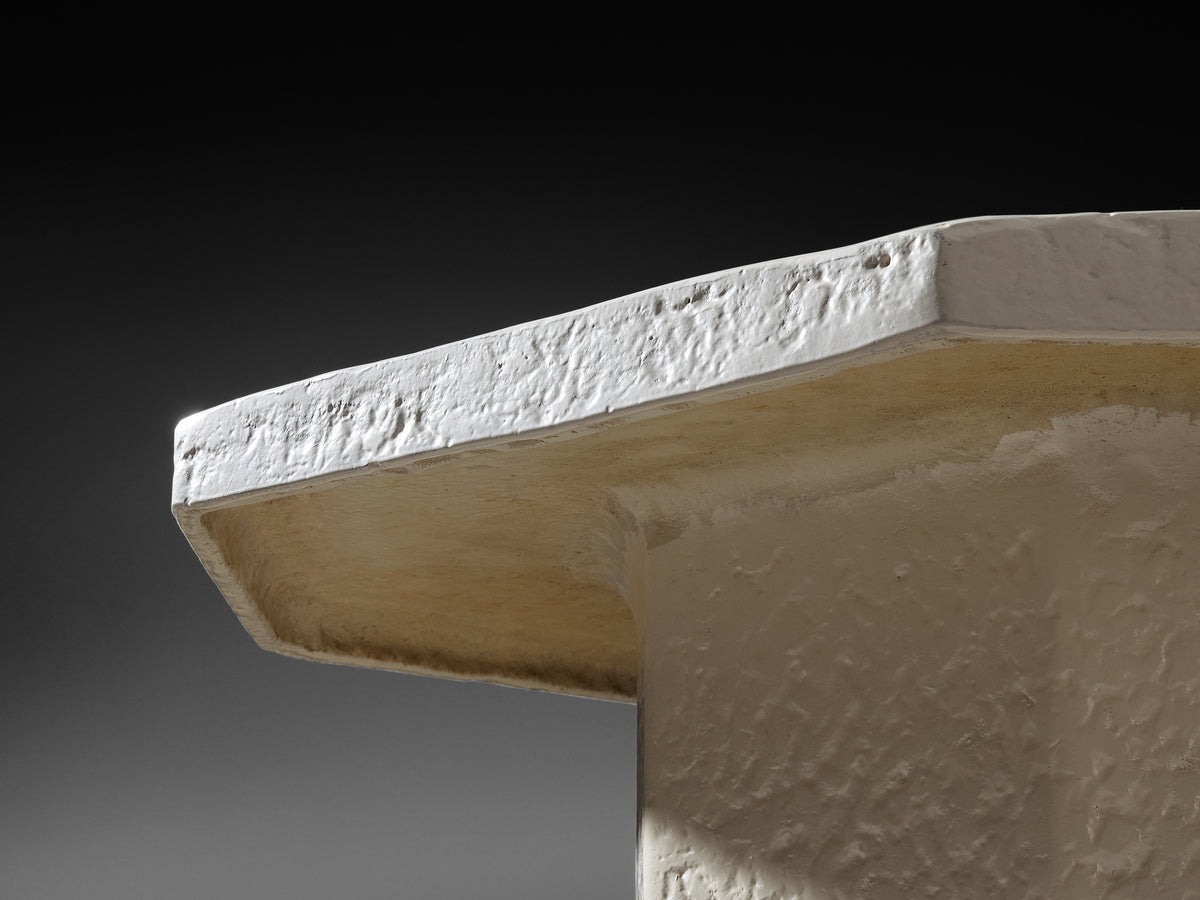 Brutalist Coffee Table in Cream Stone Look Resin Tables Morentz