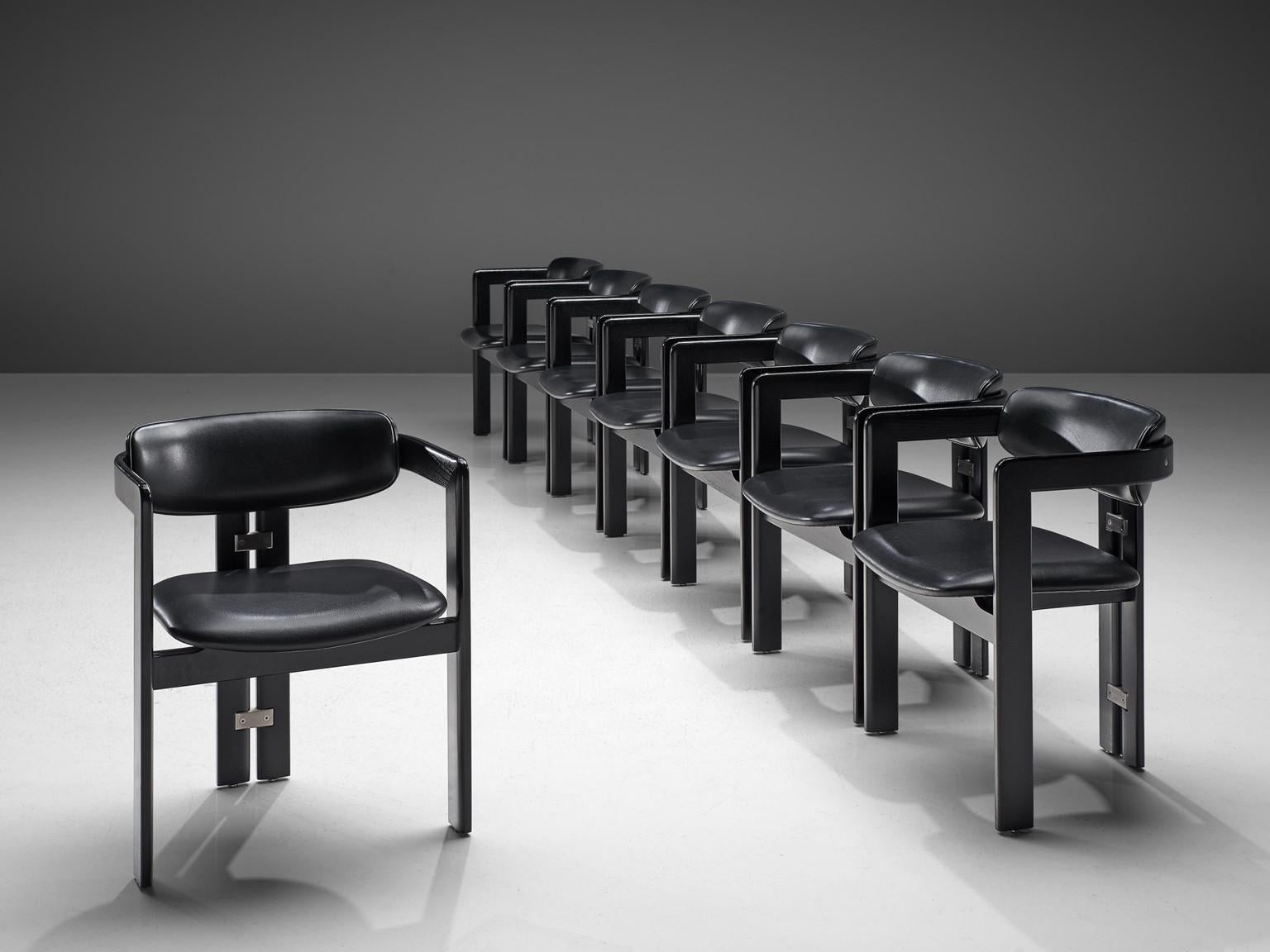 Augusto Savini for Pozzi 'Pamplona' Dining Chairs in Leather