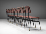 Set of Eight Italian Dining Chairs with Brass Feet