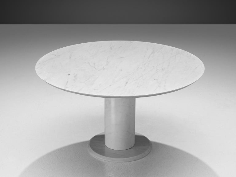 Italian Round Dining Table in Carrara Marble