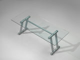 Superstudio Dining Table 'Teso' with Glass Top and Metal Base