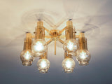 Swedish Ceiling Lamps in Brass with Smoked Glass Shades