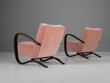 Jindrich Halabala Lounge Chairs in Pink Velvet Upholstery
