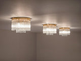 Italian Ceiling Lights in Brass and Glass