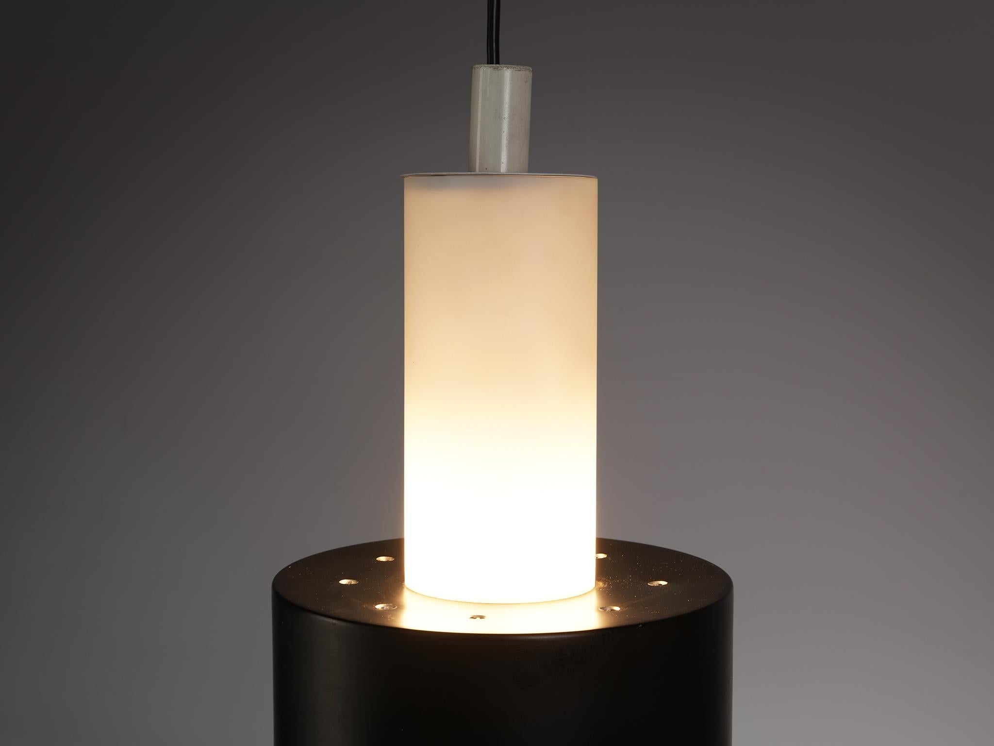 Pendant in White and Black Lacquered Metal