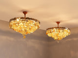 Large Custom Made Glass French Chandeliers in Colored Glass and Brass