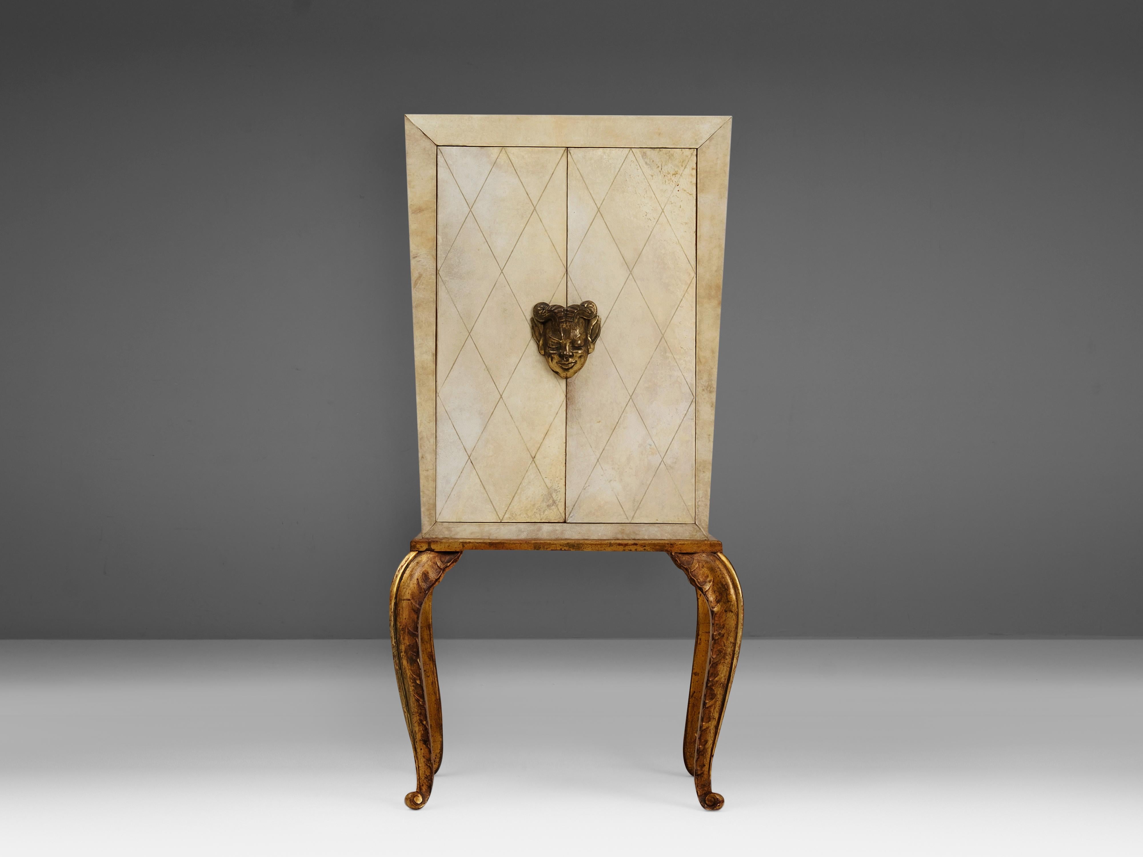 Maison Jansen Rare Art Deco Cabinet with Parchment