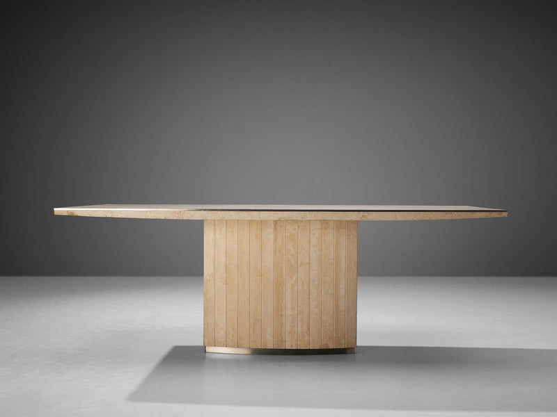 Jean Charles Dining or Conference Table in Travertine and Metal