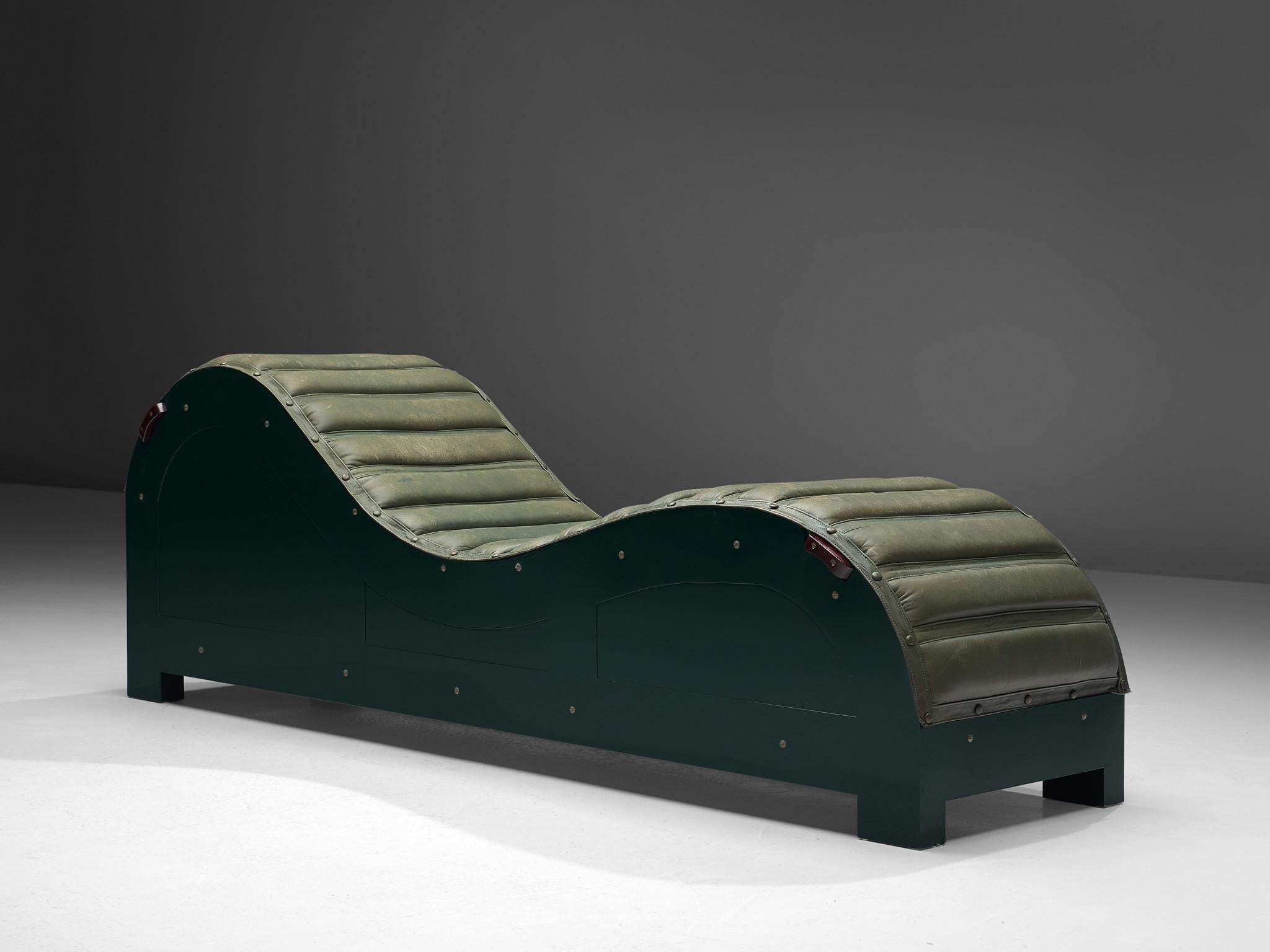 Mats Theselius for Källemo Limited Edition Chaise Lounge in Green Leather