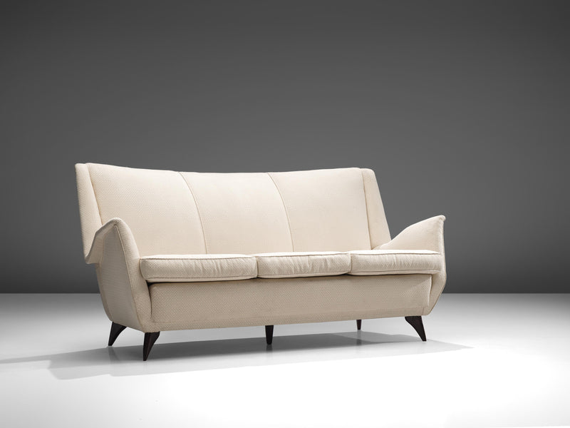 Italian Three-Seater Sofa in Off-White Upholstery