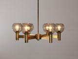 Chandelier in Brass with Smoked Glass Shades