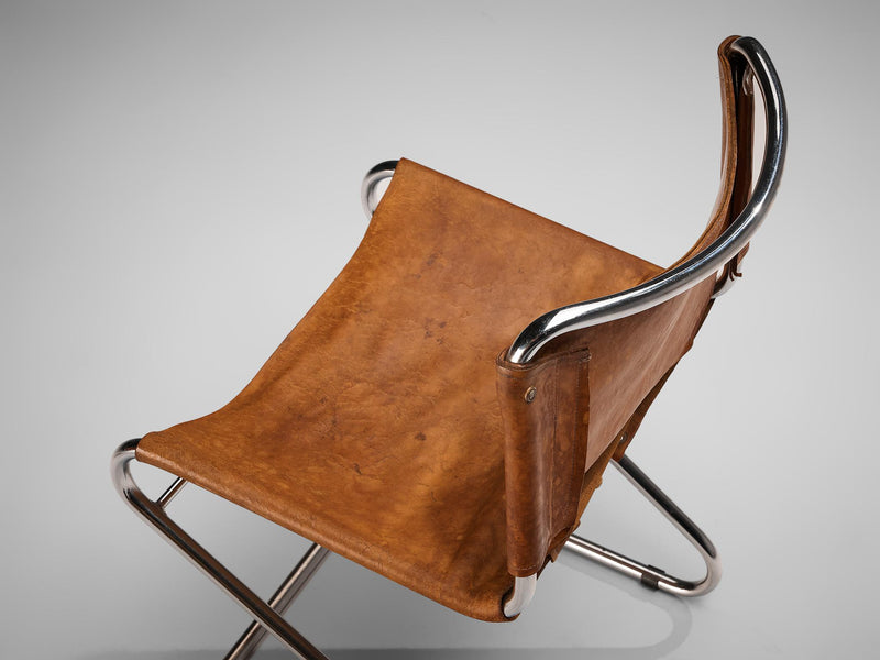 Pascal Mourgue Set of Four 'Biscia' Chairs in Cognac Leather
