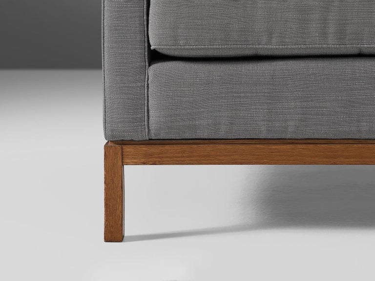 Florence Knoll for Knoll International Sofa in Teak and Grey Upholstery