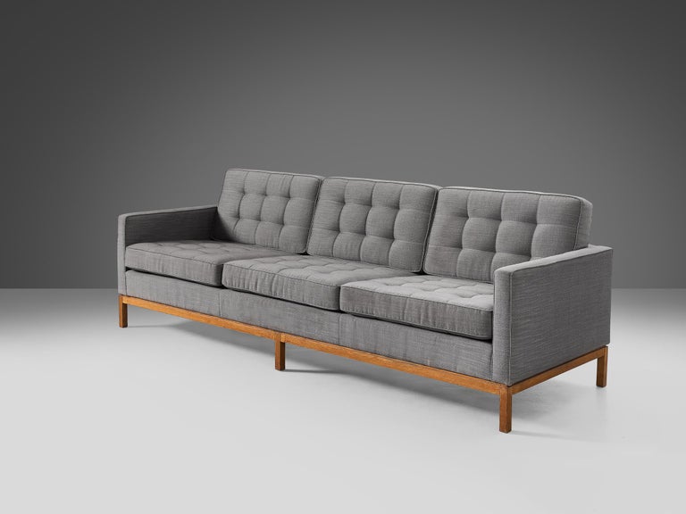 Florence Knoll for Knoll International Sofa in Teak and Grey Upholstery