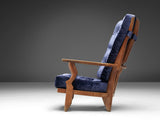 Guillerme & Chambron 'Grand Repos' Lounge Chair in Purple Blue Velvet
