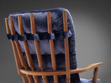 Guillerme & Chambron 'Grand Repos' Lounge Chair in Purple Blue Velvet
