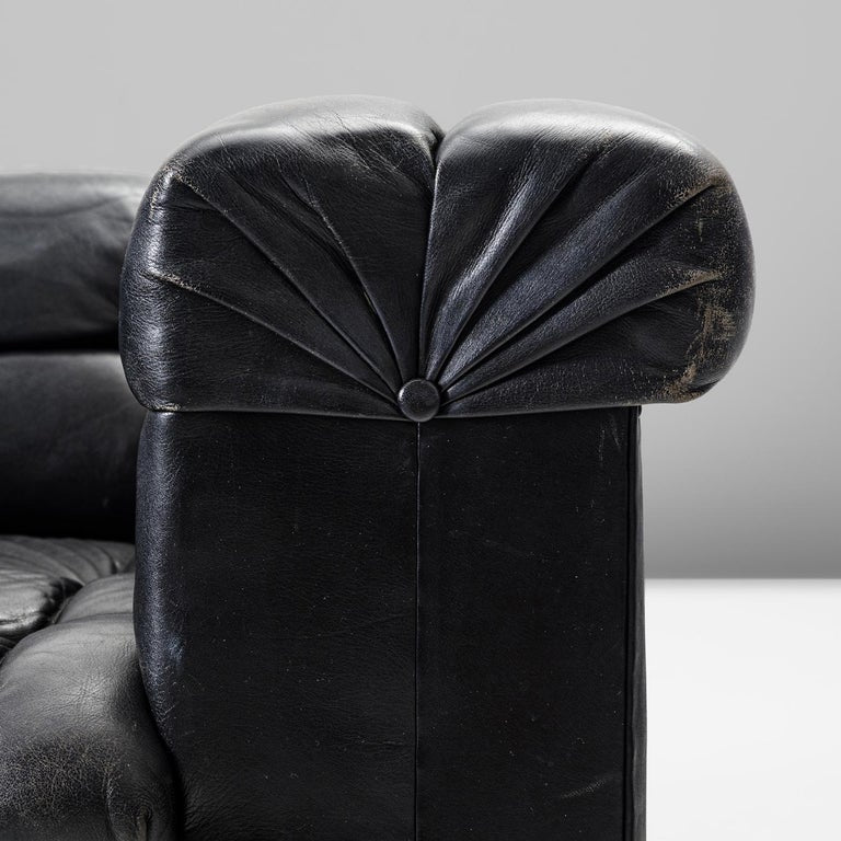 Edward Wormley for Dunbar Tufted 'Party' Club Chair in Black Leather