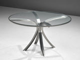 Xavier Fréal Dining or Center Table in Glass and Steel