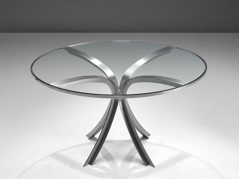 Xavier Fréal Dining or Center Table in Glass and Steel