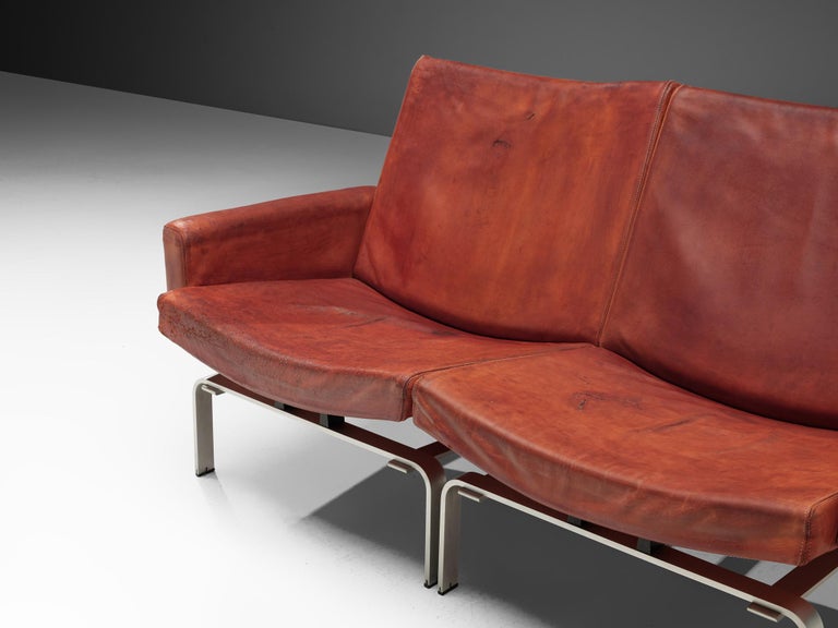 Jorgen Høj for Niels Vitsøe Sofa in Red Patinated Leather